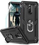 LeYi Case for Huawei Mate 20 Lite with Screen Protector, 360° Rotating Stand Military Anti-Drop Reinforced Bumper Shockproof Soft TPU and Hard PC Protection Case for Huawei Mate 20 Lite Black