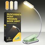 Glocusent Posh Premium Book Light for Reading in Bed with Timer, 16-LED Rechargeable Reading Light Runs 160hrs, 1800K Eyecaring Clip on Book Light, 3 Colors & 5 Brightness Levels, Perfect for Readers