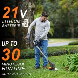 Wrneaoch Cordless Grass Trimmer – 21V Metal Blade, 16 Blades, 15cm Cutting, Retractable Handle