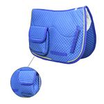 SIE Half Fleece Lined Horse English Saddle Pads All Purpose with Pockets (Royal Blue)