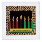 3dRose qs_12985_4 Kwanzaa Candles Quilt Square, 12 by 12-Inch