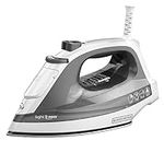 BLACK+DECKER Light ‘N Easy™ Compact Steam Iron with Stainless Steel Soleplate, Lightweight, Anti-Drip, Grey