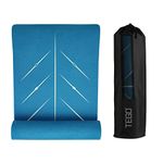 TEGO CORE Yoga Mat with GuideAlign - Extra Large, Extra 8mm thick, Comes with Yoga Mat Holder Bag 72x26 Inch-Exercise, Anti Slip, Grippy for men,women,kids… (26 x 78 Inches, Teal Gold)