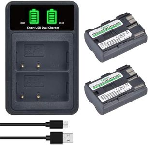 Tectra 2-Pack BP-511 BP-511A Battery and LED Dual Charger for Canon EOS 50D 40D 30D 20D 20Da 10D 300D Digital Rebel 1D, D60, 300D, D30