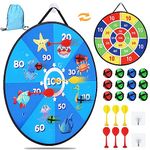 26 Inches Double-sided Foldable Kids Dart Board Set, Maomaoyu Velcro Dart Board for Party Garden Games for Kids with 12 Velcro Balls, Outdoor Toys & Gifts for 5 6 7 8 9 10 11 12 Year Old Boys, Ocean