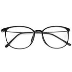 Clear Lens Glasses Men Women Round Plain Lense Glasses TR90 Retro Glasses Plastic Eyeglasses Lightweight Glasses Anti Eye Fatigue Glasses with Metal Hinges for Reading Computer Glasses Eyeglasses