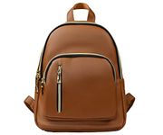 YANAIER Women Leather Backpack Purse Anti-Theft Mini Backpack Casual Waterproof Small Daypack for Girls Brown