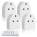 BrightArk Remote Control Plug Socket,4 Pack Sockets and 1 Remote,13A/3120W Wireless Light Switch,30m/100ft Control Range,Wireless Remote Switch for Household Appliances