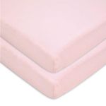 American Baby Company 2 Pack 100% Natural Cotton Value Jersey Knit Fitted Portable/Mini-Crib Sheet, Pink, Soft Breathable, for Girls