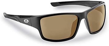 Flying Fisherman Sand Bank Wrap Around Polarized Sunglasses, Frame: Matte Black/Lens: Amber, One Size