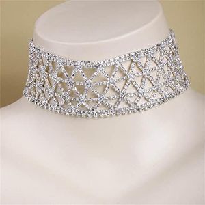 RVLAUGOAA Collares Cadena de clavícula Gargantilla de Cadena de Cuerpo de Diamantes Brillantes (Plata)