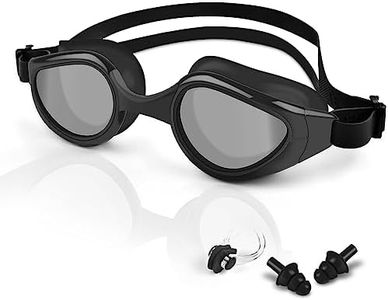 BROTOU Swimming Goggles, Anti Fog Swim Goggles with UV, Clear Wide View Goggles Unisex for Men/Women and Kids (Dark Black)