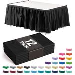 Exquisite Black Table Skirt 12 Pack 29" X 14' Disposable Plastic Table Skirts for Rectangle Tables 6ft + or Round Tables - Ruffle Table Skirt with Adhesive Strip - Gender Reveal Decor & Party