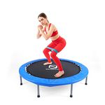 SILVER VALLEY 48'' Premium Fitness Trampoline Aerobic Exercise Folding Rebounder Rebounder with PVC Protective Cover, Exercise Bouncer for Kids Adults Indoor/Outdoor, Up to 125 KG (Blue)