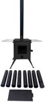 Outbacker Firebox Vista Large Window Portable Wood Burning Tent Stove & Complete 2.68m Flue Kit – 12kg Lightweight 3.5kW Heat Output | Stove Kit