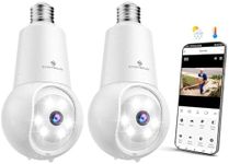 SYMYNELEC 2K Light Bulb Security Camera Outdoor 2PCS, Light Socket Security Cam with Human Detection 360 Motion Tracking Spotlight Color Night Vision Siren Compatible with Alexa (2.4GHz WiFi Only)