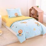 100% Cotton Sweet Lion Pattern Crib Bedding Set for Bed Decoration, 3 Pcs Animal Printed Nursery Bedding Set Including Fitted Sheet, Quilt Cover, Pillow Case