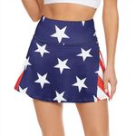 American Trend High Waist Pleated Tennis Skirt with Pockets Skorts Skirts for Women, American Flag, X-Large