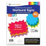 FreshCut Crafts 80 pcs Starburst Signs Multicolor Blank Tags in 2 Sizes for Retail Sales, US Made Card Stock Punch Out Signs for Garage Sale Yard Sale Bulletin Board Decoration