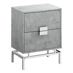 Monarch Specialties I 3491 Accent Table, Side, End, Nightstand, Lamp, Storage Drawer, Living Room, Bedroom, Metal, Laminate, Grey, Chrome, Contemporary, Modern