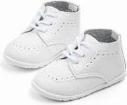 QIETION Baby Boys Girls Oxford Shoes PU Leather Soft Sole Sneakers Anti-Slip Toddler Ankle Boots Infant Walking Shoes, V208-white, 12-18 Months Toddler, V208-WT13