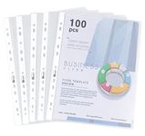 100 x Clear A4 Plastic Punched Punch Pockets, 160 Micron Heavy Duty File Binder Pockets - Extra Strong A4 Punched Pockets for Documents Folders Wallets Sleeves