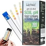 Health Metric Soil pH Testing Strips - Easy Soil Test Kit - Check Soil pH from 3.5-9.0 pH in 1 Minute - Includes Storage Test Tube - Pack of 100 Soil Testing Strips