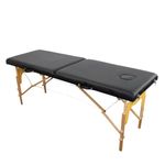 Mobiclinic®, Massage Table, CM-01 Basic, Massage Bed, Headrest, Wood, 2 Section, for Physiotherapy, European Brand, Adjustable Height, 73x23 inches, Portable, Black