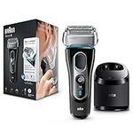 Braun Series 5 Electric Shaver With Precision Trimmer & Clean & Charge Station, Wet & Dry, 100% Waterproof, UK 2 Pin Plug, 5197cc, Black/Blue Razor