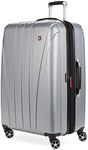 SwissGear 7585 Hardside Expandable Luggage with Spinner Wheels, Silver, Checked-Large 28-Inch