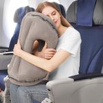 Inflatable Travel Pillow,Multifunction Travel Neck Pillow for Airplane to Avoid Neck and Shoulder Pain,Support Head,Neck,Used for Sleeping Rest, Airplane and Home Use,with Eye Mask, Earplugs