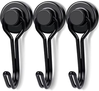 E BAVITE Black Swivel Swing Magnetic Hooks, Strong Neodymium Rare Earth Magnetic Hooks Perfect for Refrigerator and Other Magnetic Surfaces, Pack of 3