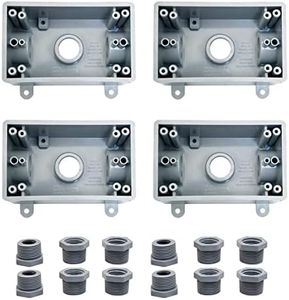 YXX-TECH Single-Gang electrica Outlet Box,Suitable 1/2-Inch or 3/4-Inch Electrical Conduit Weatherproof Outdoor Outlet Box, UL Listed，Plastic Junction Box Outlet（4PCS）