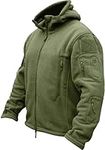 TACVASEN Windproof Men's Military Fleece Combat Jacket Tactical Hoodies, Green, L