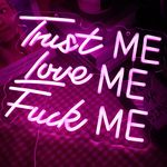 QiaoFei LED "Trust Me Love Me Me" Neon Sign Pink Word/Letters USB Powered Neon Lights for Room Home Bar Art Wall Decor Party Window Living Room Decor Christmas' Gift (Pink)