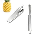 2 PCS Set, Pineapple Cutter, Efficient Pineapple Eye Remover Tool, Quick Fruit Preparation for Kitchen and Outdoor Cooking