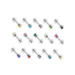 LEEQ 15 Pieces inless Steel Labret Lip Bar Ring Body Piercing Cartilage Tragus, 16 Gauge, 15 Colors by LEEQ