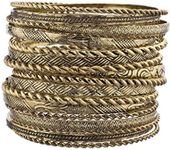 Lux Accessories Flower Mixed Metal Aztec Multi Bangle Set, 2.5", Metal