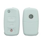 kwmobile Key Cover Compatible with VW Skoda SEAT 3 Button Car Key - Soft Silicone Car Key Fob Holder Protector Case - Cool Mint