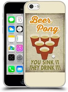 Official Lantern Press Beer Pong Man Cave Soft Gel Case Compatible for Apple iPhone 5c