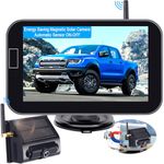 Magnetic Backup Camera Wireless Solar: Energy Saving Rechargeable Trailer Hitch Camera Easy Install No Wiring-Drilling Automatic Sensor on/off HD 1080P 5" Monitor for Truck Car SUV RV LeeKooLuu LK14