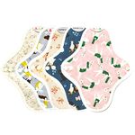 [hannahpad] Certified Organic Cotton Small Cloth Pads, Set of 5, Random Patterns, Washable and Reusable, 1 FREE Extra Pad + Mini Wetbag