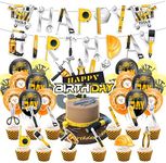 Tools Party Decorations Tools Birthday Party Supplies Includes Toolbox Happy Birthday Banner, Cake Topper, Cupcake Topper, Balloons for Tools Themed Party