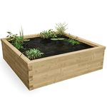 WoodBlocX Raised Pond Kit, Square Wooden Garden Pond, For Fish, Plants & Other Wildlife. Outdoor Water Features For The Garden- Easy To Install & No Power Tools Needed -(1.875 x 1.875 x 0.55m)