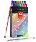 ARTEZA Metallic Gel Pens 14-Individual-Colors - Triangular Grip - (0.8-1.0 Mm Tips, Set of 14)