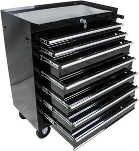 Black Rolling Tool Chest with Wheels,7 Drawers Toolbox on Wheels Multifunctional Rolling Tool Chests&Cabinets,Craftsman Tool Chest with Key for Garage,