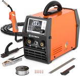 HITBOX 140A Portable MIG Welder 240V, Gasless 4-in-1 Digital Upgraded MIG/Flux Core/ARC/Lift TIG/Spool Gun Inverter Welding Machine with Ultra LED Display (HIM200)