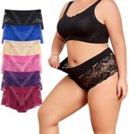 moonlight elves Women's Underwear Regular & Plus size Lace Boyshort Panties Cheeky Panty for Ladies, Pack of 6 Size S-5XL, 9144-a, Small