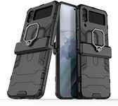 Case for Samsung Galaxy Z Flip 4,Hybrid Heavy Duty Protection Shockproof Defender Kickstand Armor Case Cover,Black