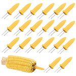 20pcs Corn Cob Holders, Stainless Steel Corn on The Cob Skewers Corn Cob Holder Interlocking Double Fork Corn Prongs Skewers for BBQ Camping Outdoor Kitchen Tool (20PCS)